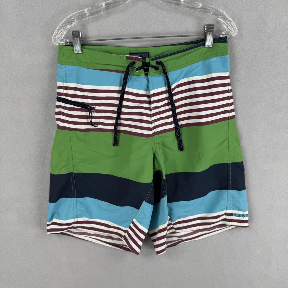 Patagonia Board Shorts Mens 30 Multicolor Stripe Swim Trunks Drawstring Surf